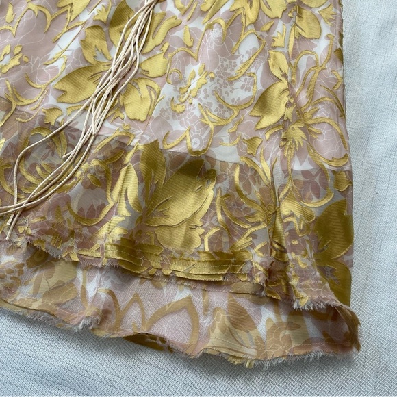 POLECI White & Gold Floral Silk Skirt Lined Size 8 - Picture 4 of 5